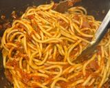 A picture of step 3 of Bucatini all’ Amatriciana Pasta.