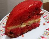 A picture of step 13 of Red velvet Cake with custard layering.