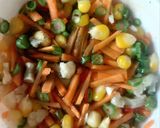 A picture of step 1 of Mix veggies punjabi kadhi.