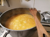 Risotto con zucca, gorgonzola, speck croccante e fonduta di gorgonzola