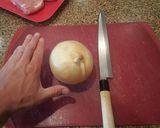 A picture of step 1 of French onion zoodle bake.