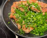 A picture of step 6 of Sweetbreads with Madeira sauce, spring onions.
