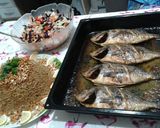 صورة لخطوة 17 من وصفة 🐟 سمك 🐟 مشوي بالفرن 🐟 (دنيس) وأرز 🍚 صيادية 🐟 مع السلطة 🥗