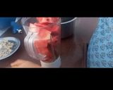 A picture of step 1 of Watermelon masala cooler.