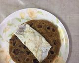 A picture of step 4 of Lava egg on missi roti.