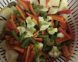 A picture of step 2 of Mix veg with peas.