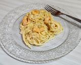 Foto del paso 4 de la receta: 🍝 Spaghetti con salsa de crema, verdeo y camarones 🍤