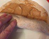 A picture of step 3 of Peanut Butter Banana Roll Up.