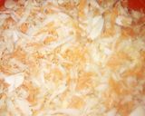 A picture of step 3 of Jollof Rice, coslow and fried chicken.