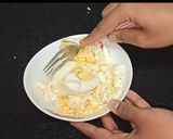 A picture of step 1 of Egg Mayo Sandwich | Snack Recipe | Egg Sandwich without toaster.