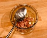 A picture of step 1 of Polenta with Mushrooms and Sausage Cooked in a Jar in the Microwave.