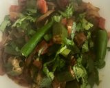 A picture of step 9 of Bhindi Masala (okra Masala).