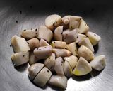A picture of step 3 of Mukhi Kochu / Taro Root Curry.