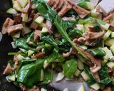 A picture of step 5 of Spicy Tofu - Tuna with Stir fry Spinach.