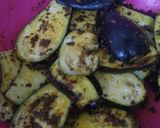 A picture of step 2 of Mediterranean brinjals with special tahina dynamite sauce.