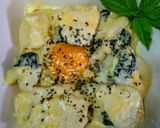Foto del paso 12 de la receta: Huevo en nido de papas a la crema de albahaca!