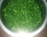 A picture of step 1 of Sarso ka saag makka ki roti.