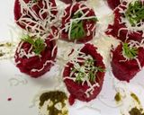 A picture of step 4 of Beetroot sooji rolls.
