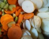 A picture of step 1 of Hamburger Stew with Bread and Butter Foldovers.