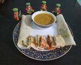A picture of step 10 of Jini dosa with sambhar.