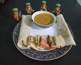 A picture of step 10 of Jini dosa with sambhar.