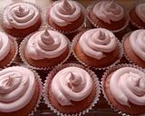 A picture of step 7 of Vickys Strawberry Milkshake Cupcakes, GF DF EF SF NF.