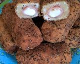 Foto del paso 6 de la receta: Bastones de pollo rellenos con jamón y queso con semillas de lino