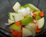 A picture of step 1 of Apple Carrot Soymilk Smoothies.