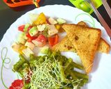 A picture of step 4 of Pesto pasta with paneer salad.