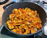 A picture of step 17 of Chicken Curry with Chickpeas, Eggplant, and Spinach.