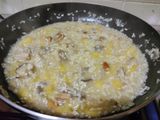 Risotto de setas, queso azul y manzana