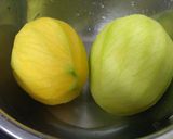 A picture of step 1 of Amlechi Uddamethi Raw Mango curry.