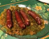 Une image de l'étape 14 de Saucisses fumées à la compotée d oignons et poivrons verts,citrons confits aux épices indiennes.