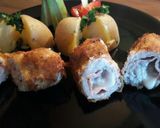 Sajttal, sonkával töltött karaj rántva. Cordon bleu karajból recept fázis 5 fotója