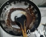 A picture of step 3 of Chocolate Kesari or Chocolate Semolina Halwa.