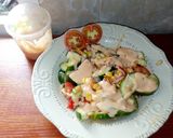 A picture of step 1 of Cucumber salad nd My Crazy salad dressing.