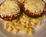 A picture of step 4 of Veggie parmesan over mac & cheese.