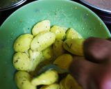 A picture of step 3 of Pork Chops with Honey, Soy Sauce, Mustard, and Lemon Baby Potatoes in a Dutch Oven.