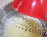A picture of step 2 of Valentine's special Vanilla Chocolate Heart Cake / Zebra cake / Eggless cake.