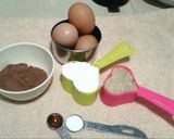 A picture of step 1 of 5 minute cake in frying pan(Swiss roll).