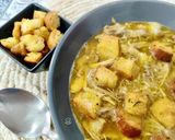 Foto del paso 4 de la receta Sopa de osobuco y gallina con sazonador para tacos y picatostes al curry
