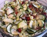 Une image de l'étape 6 de Courgettes bicolores à la pancetta corse et tomates cerise.
