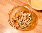 A picture of step 3 of Polenta with Mushrooms and Sausage Cooked in a Jar in the Microwave.