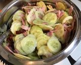 Une image de l'étape 7 de Concombres à la crème,jambon blanc,tomates séchées et basilic frais.