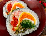 A picture of step 7 of Rainbow Roll Sushi.