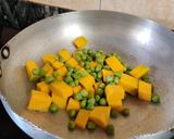 A picture of step 2 of Pumpkin Soup (no onion no garlic).