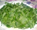 A picture of step 2 of Eba and bitter leaf soup.
