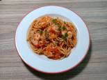 Mì Spaghetti xiên tôm sốt cà chua bước làm 4 hình