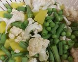 A picture of step 1 of Cauliflower with beans sabji.