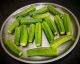 A picture of step 1 of Bhindi Fry /Kurkuri bhindi.